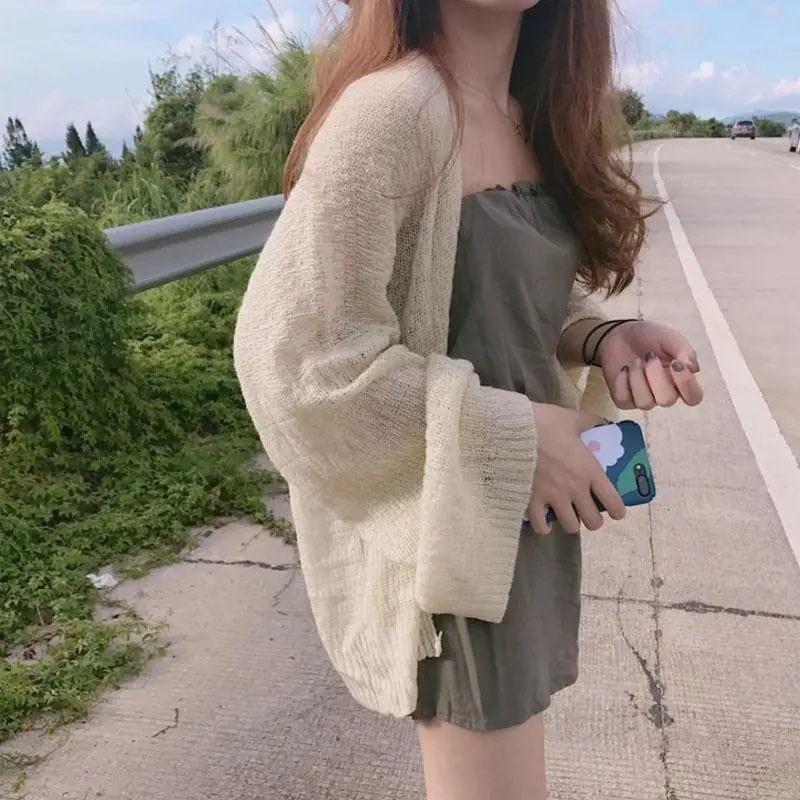 Crop Cardigan Vintage - Frühling Herbst Transparente Strickjacke für Damen