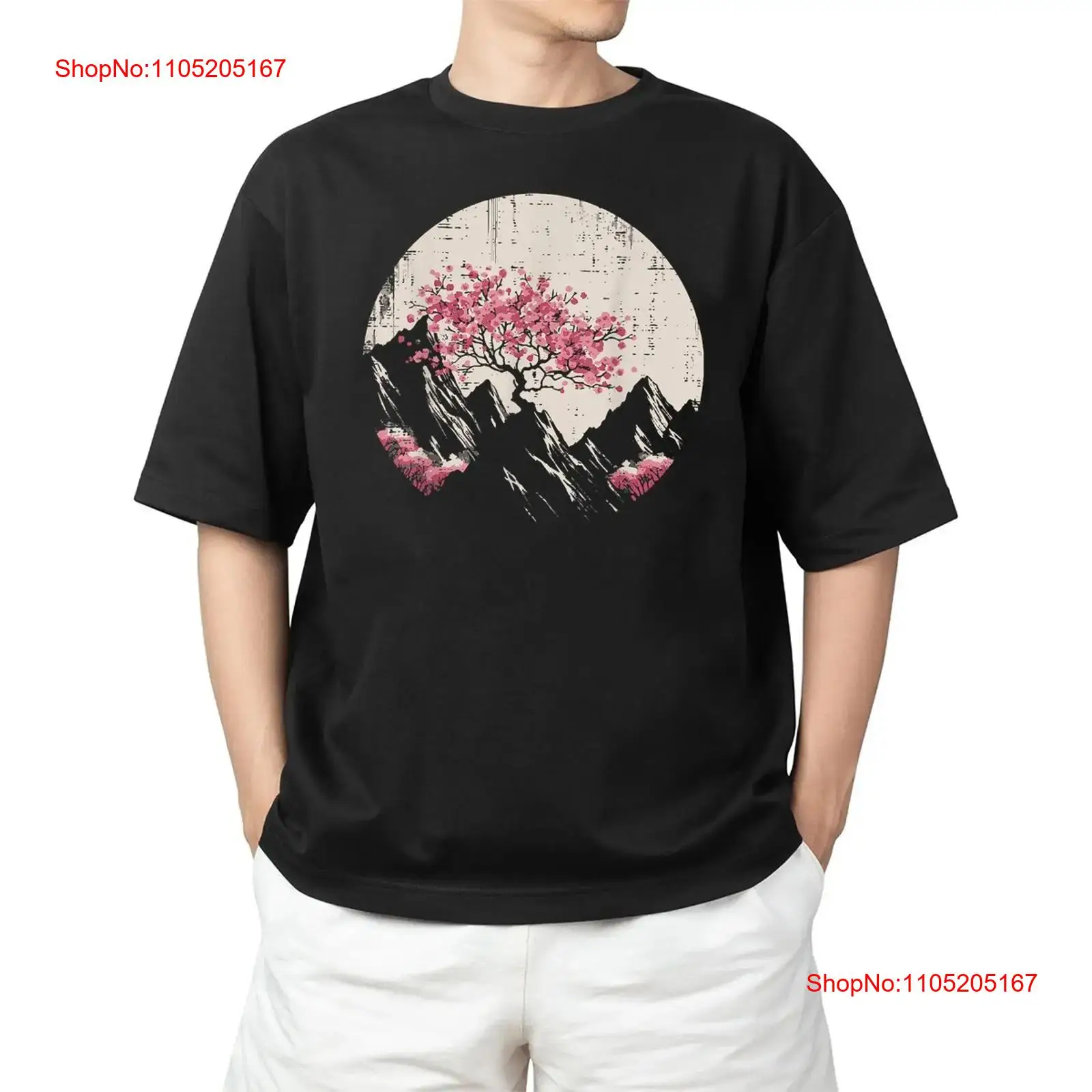 Vintage Fashion Art - Blossoms Mountains Sakura Art T-Shirt Vintage