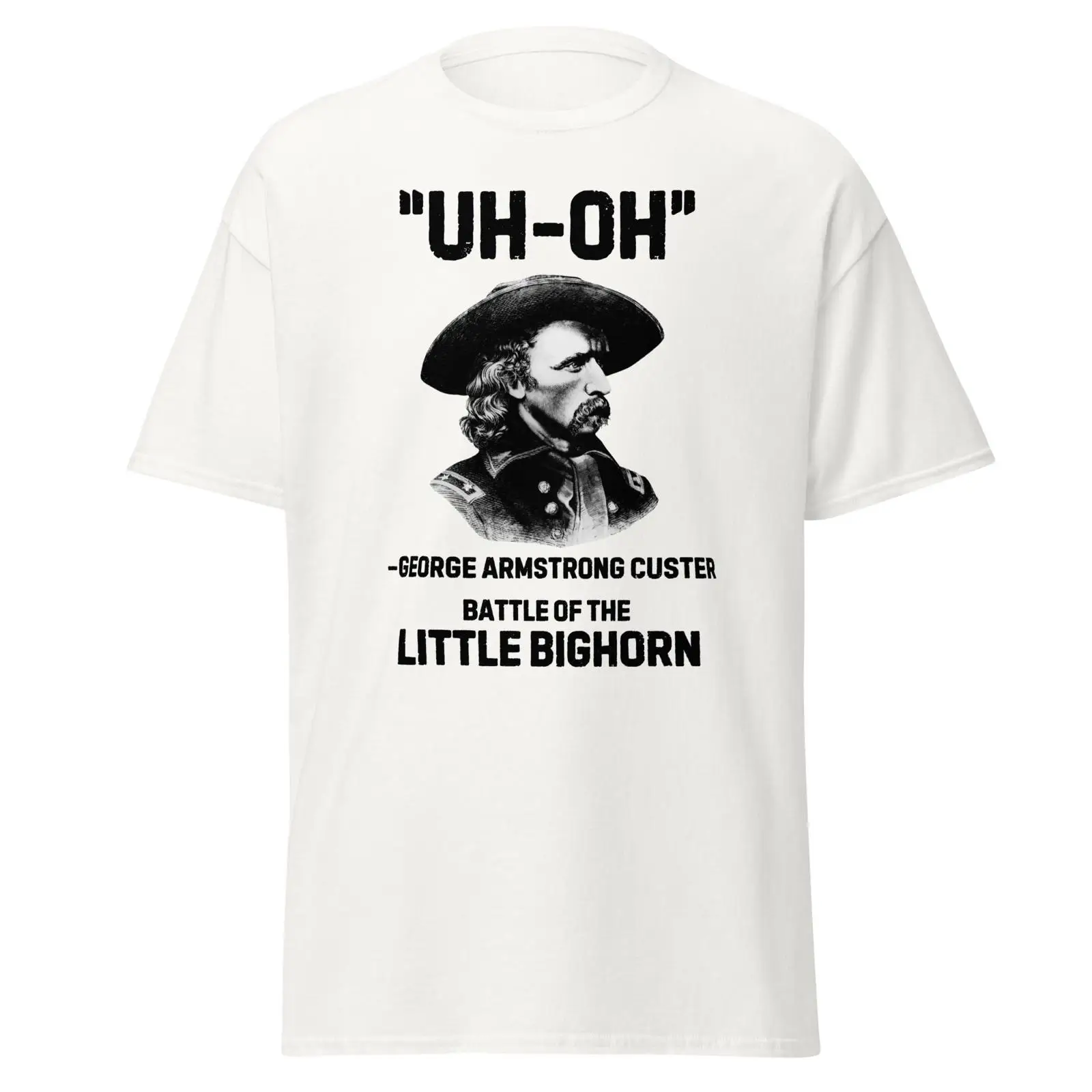 Vintage Fashion History - Uh Oh George Custer T-Shirt, dunkler