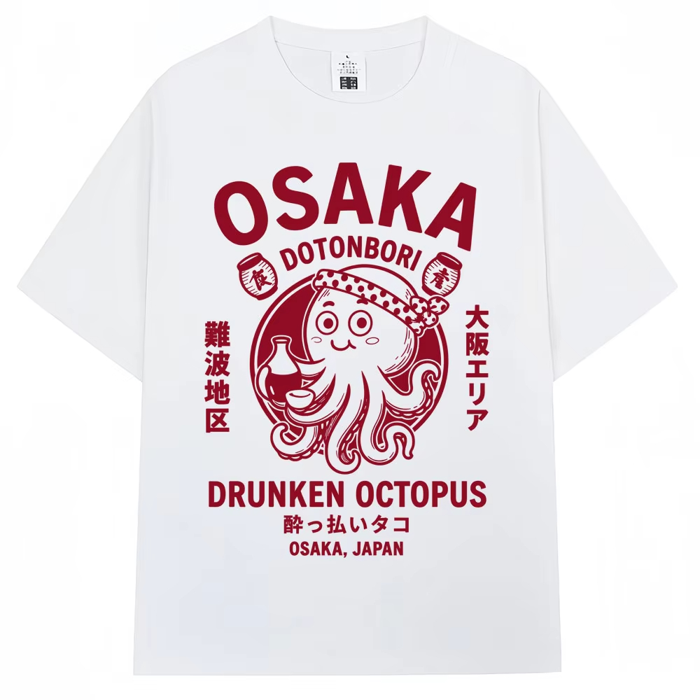 Vintage Fashion Osaka - Japanischer Stil Osaka Drunken Octopus Grafik-T-Shirt