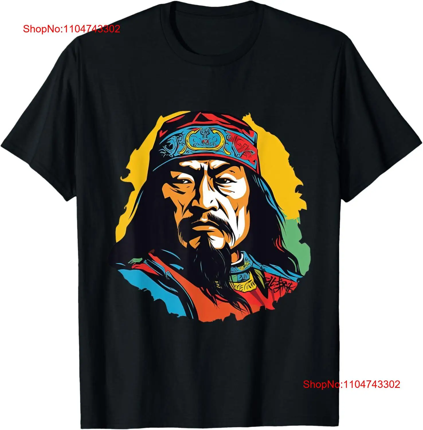 Vintage Fashion Art - Genghis Khan Pop-Art-T-Shirt im Vintage-Stil, gewaschen,