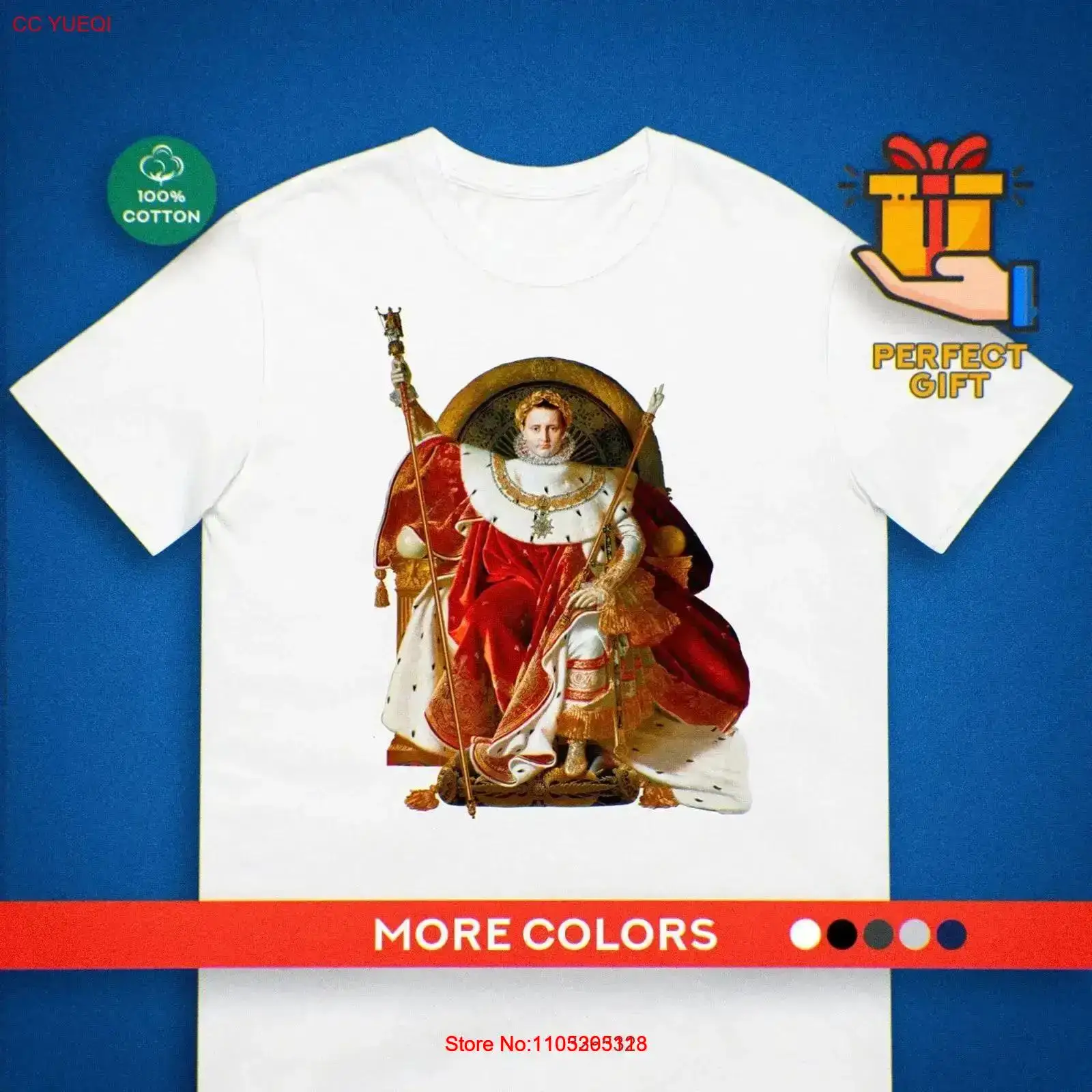 Vintage Fashion History - Napoleon-T-Shirt, Ingres-Gemälde, Kunstgeschichte, Mode, Vintage, gewaschen,