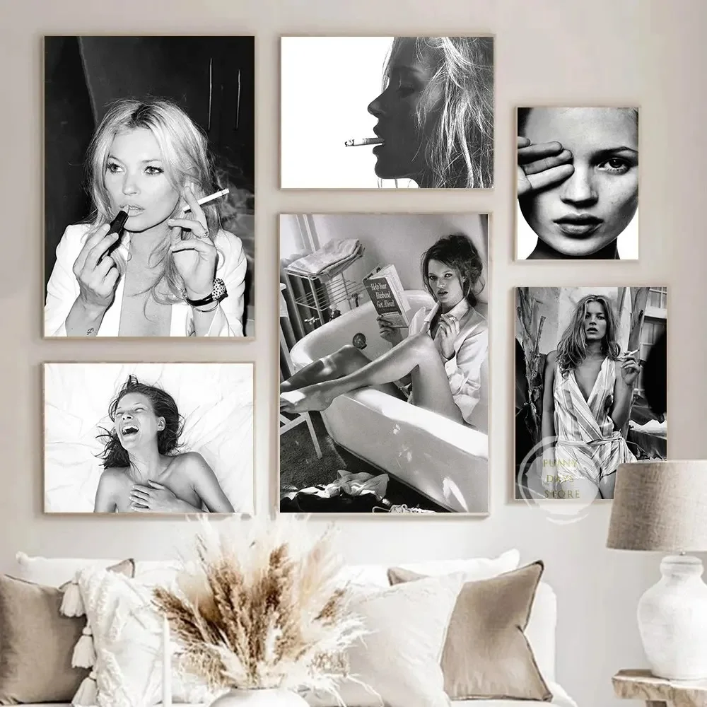 Vintage Vogue Fashion Poster - Vintage Sexy Supermodel Kate Moss Poster