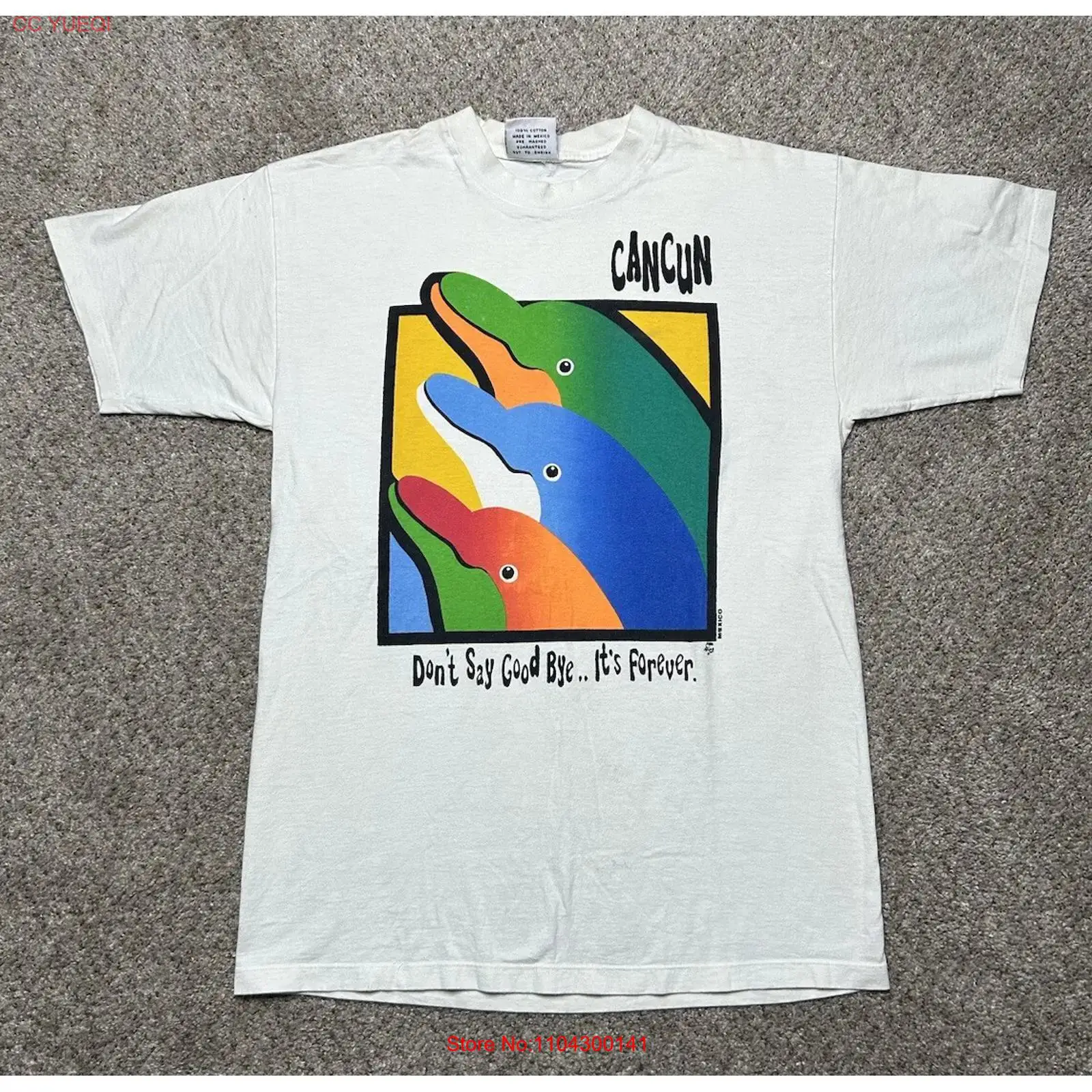 Vintage Fashion Art - Vintage Cancun Mexico Dolphins Neon T-Shirt,