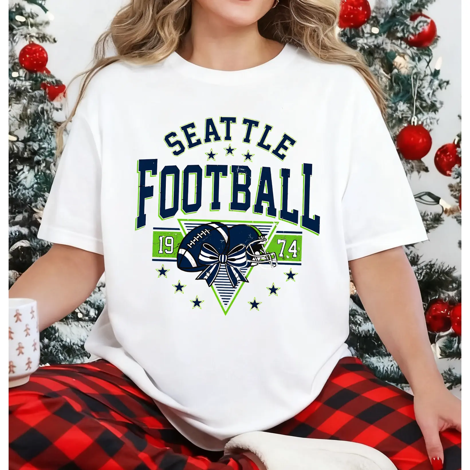 Vintage Fashion Game - 100% Baumwolle Vintage Seattle Football T-Shirt,