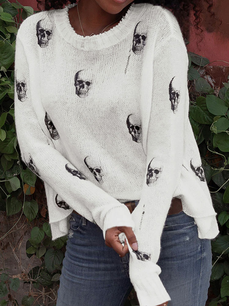 Halloween Totenkopf-Print Lose – Vintage Fashion Years Bewertung und Preis