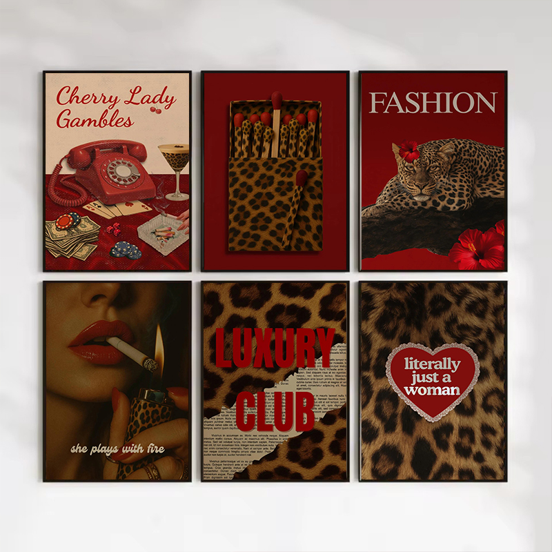 Modisches Leoparden-Matchbox-W – Vintage Vogue Fashion Poster Bewertung und Preis
